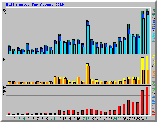 Daily usage for August 2019
