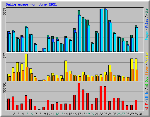 Daily usage for June 2021