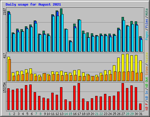 Daily usage for August 2021