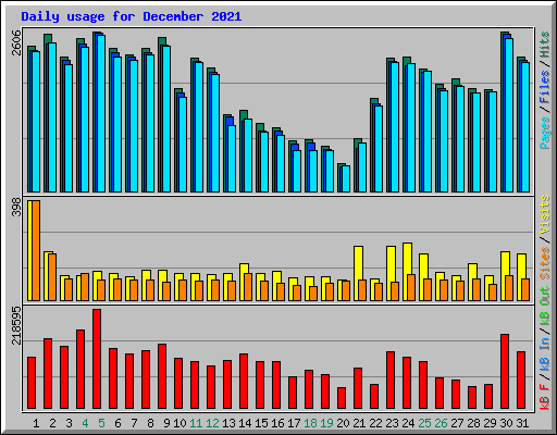 Daily usage for December 2021