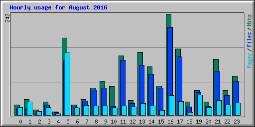 Hourly usage for August 2016